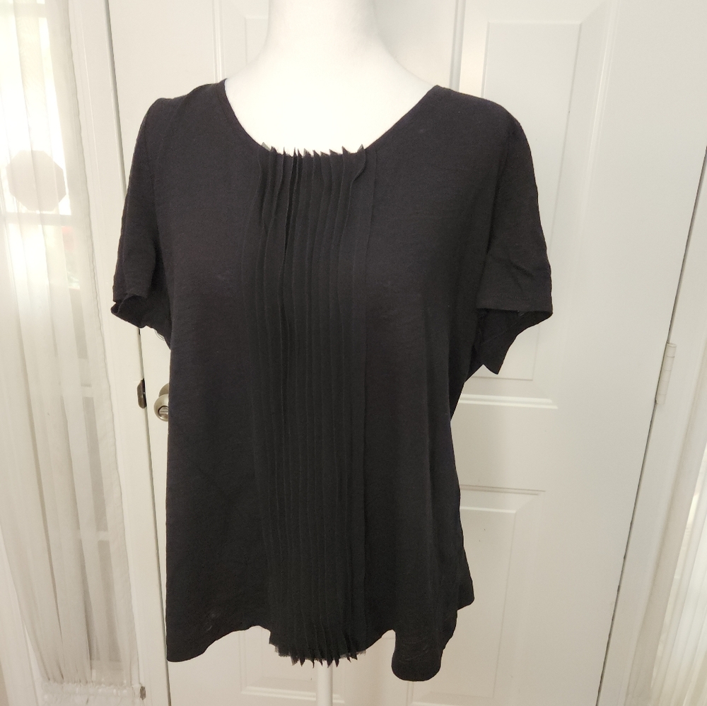Talbots Woman Black Short Sleeve Pleated Front Size 1X Plus